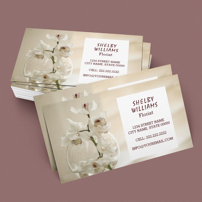 Stylish Minimalist Orchid Florist Business Card (Creator Uploaded)
