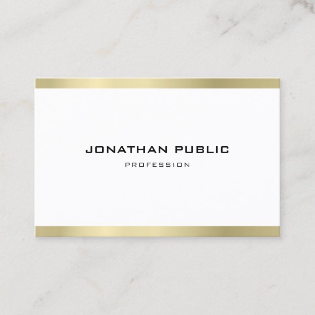 Stylish Minimalist Professional Trendy Gold Luxury Business Card (Front)