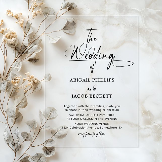 Stylish Minimalist Wedding Acrylic Invitations (Creator Uploaded)