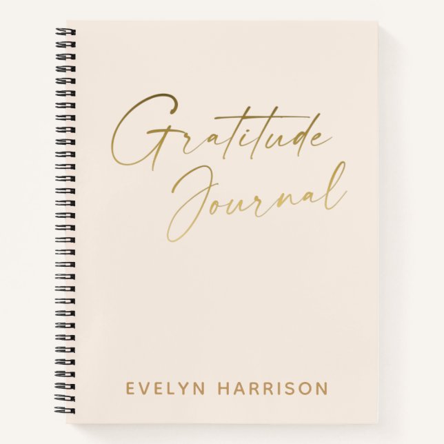 Stylish Minimalist White Personalised Gratitude Notebook (Front)