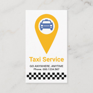 Stylish Minimalist Yellow Taxi Location Cab Driver Business Card