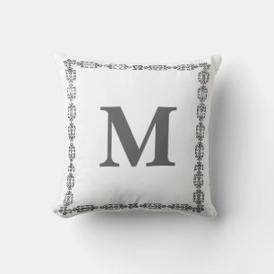 Stylish Minimalistic White Black Frame Cushion