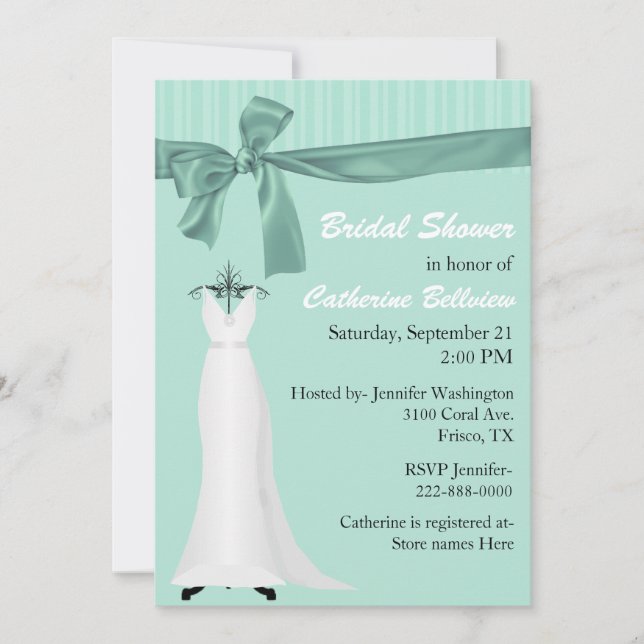 Stylish Mint Green Bridal Shower Invitation (Front)