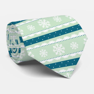 Stylish Mint Teal  White Christmas Snowflakes Tie
