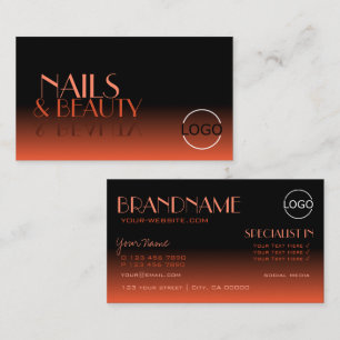 Stylish Mirror Font Classic Black Reddish add Logo Business Card