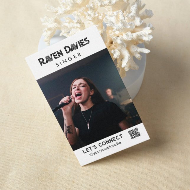 Stylish Model Actress Singer Headshot QR Code Business Card (Creator Uploaded)