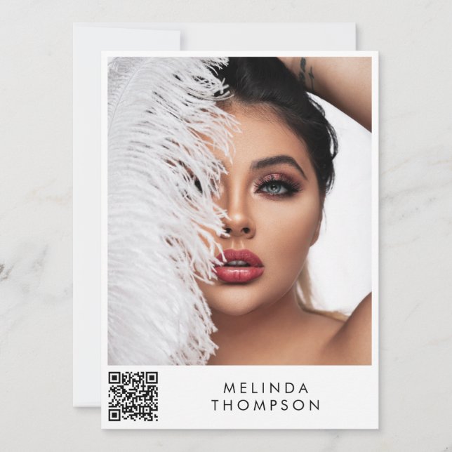 Stylish Modelling Comp Card 5 Photo QR Code White (Front)