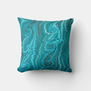 Stylish Modern Abstract Blue Swirls Marble Pattern Cushion
