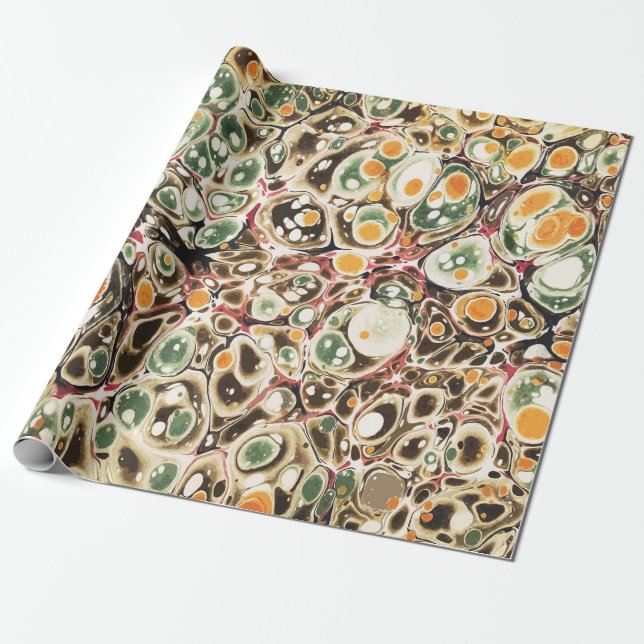 Stylish Modern Abstract Sage Yellow Marble Pattern Wrapping Paper (Unrolled)
