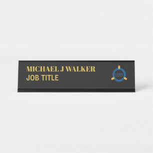 Stylish & Modern - Any Colour - Professional Logo Desk Name Plate