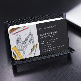 Stylish Modern Architect Engineering Construction Business Card