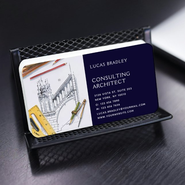 Stylish Modern Architect Engineering Construction Business Card (Creator Uploaded)