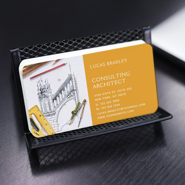 Stylish Modern Architect Engineering Construction Business Card (Creator Uploaded)