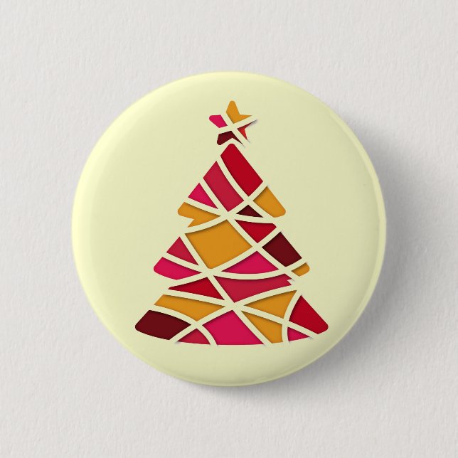 Stylish modern art Christmas tree 6 Cm Round Badge (Front)