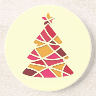 Stylish modern art Christmas tree Coaster