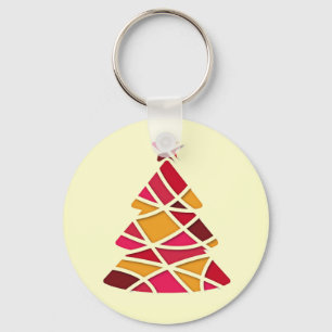 Stylish modern art Christmas tree Key Ring