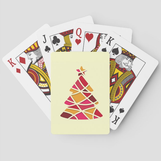 Stylish modern art Christmas tree Playing Cards (Back)