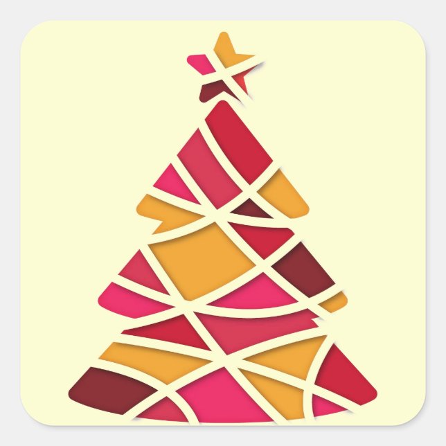 Stylish modern art Christmas tree Square Sticker (Front)