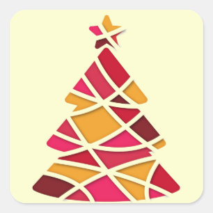 Stylish modern art Christmas tree Square Sticker