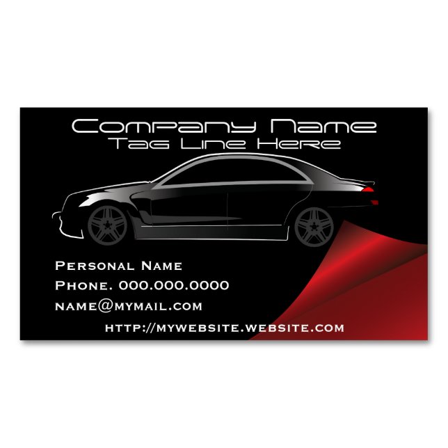 Stylish Modern Automotive Business Card Magnet (Front)