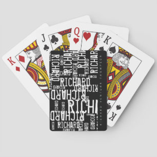 Stylish Modern b/w playing cards with name