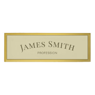 Stylish Modern Beige Ecru Gold Unique Professional Name Tag