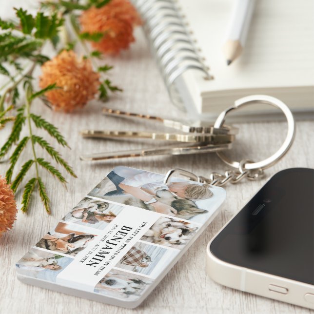 Stylish Modern Beloved Pet | Photo Collage Key Ring (Front Right)