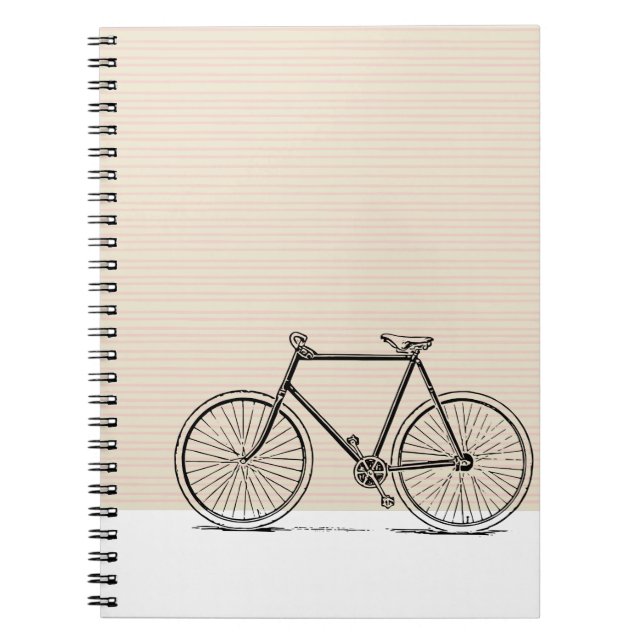 Stylish Modern Bike Bicycle Line Art Drawing Notebook (Front)