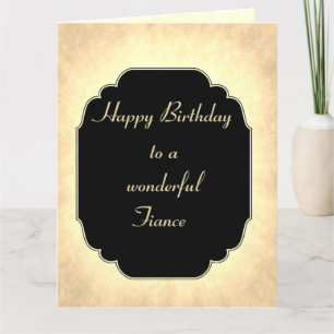 Stylish modern black and gold Birthday Fiance Card