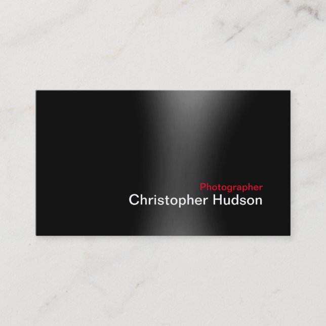 Stylish Modern Black Grey Red Photography Artist Business Card (Front)