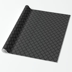 Stylish Modern Black Quatrefoil Pattern Wedding Wrapping Paper