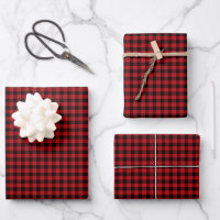 Stylish Modern Black Red Buffalo Check Plaid