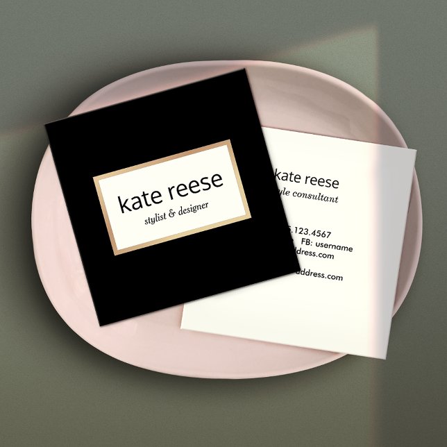 Stylish Modern Black White Professional Square Business Card (Creator Uploaded)