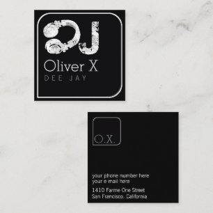 stylish & modern blk square professional DJ Square Business Card