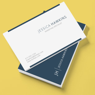 Stylish Modern Block Indigo Navy Blue Professional Business Card