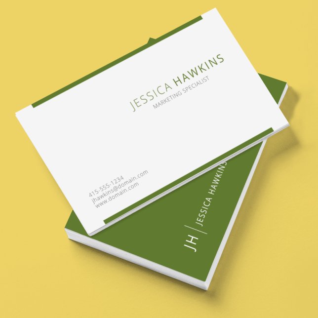 Stylish Modern Block Olive Green Professional Business Card (Creator Uploaded)