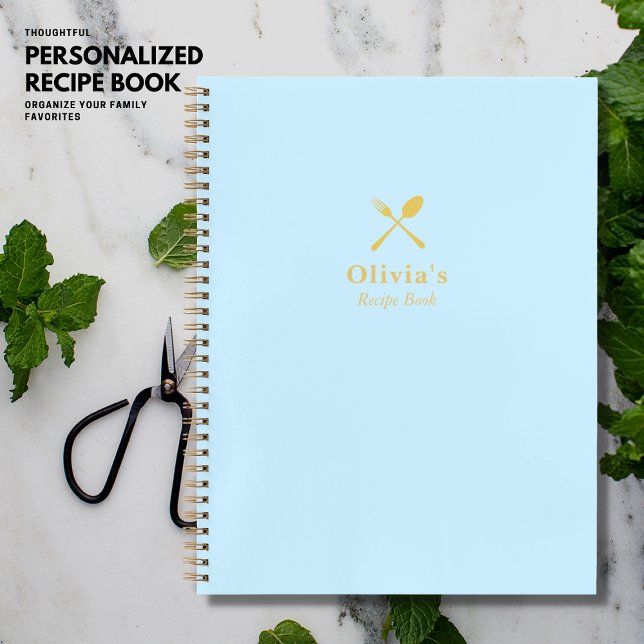 Stylish Modern Blue and Gold Blank Recipe Book (Creator Uploaded)
