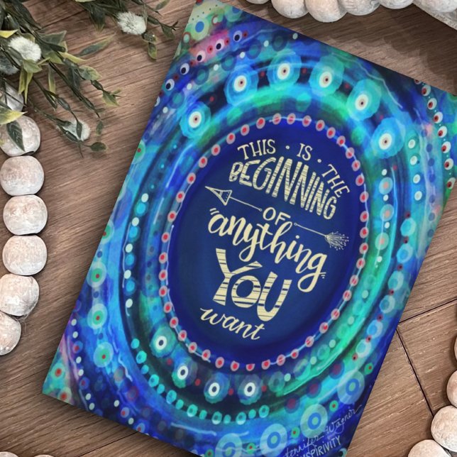 Stylish Modern Blue Beginning of Anything You Want Card (Creator Uploaded)