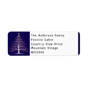 Stylish Modern Blue Christmas Tree Custom Name