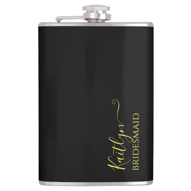 Stylish Modern Bridesmaid Gift | Personalised Hip Flask (Front)