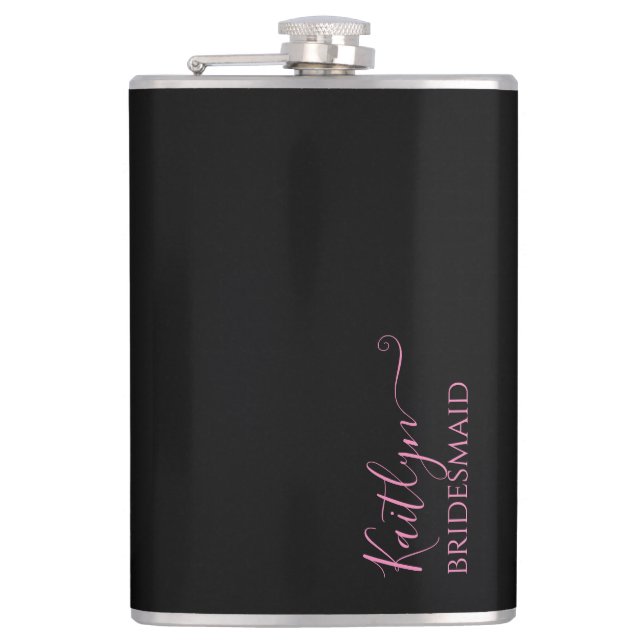 Stylish Modern Bridesmaid Gift | Personalised Hip Flask (Front)