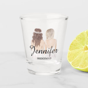 stylish modern bridesmaid Personalised  Shot Glass