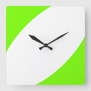 Stylish Modern Bright Lime Green White Curves Square Wall Clock