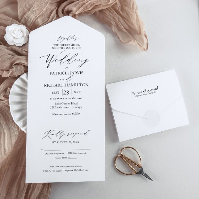 Stylish Modern Calligraphy Wedding All In One Invitation (Creator Uploaded)