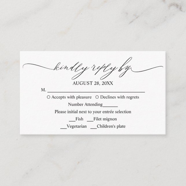 Stylish Modern Calligraphy Wedding RSVP Enclosure Card (Front)