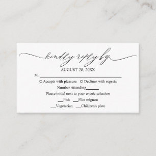 Stylish Modern Calligraphy Wedding RSVP Enclosure Card