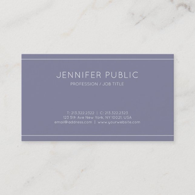 Stylish Modern Chic Design Purple Violet Plain Business Card (Front)