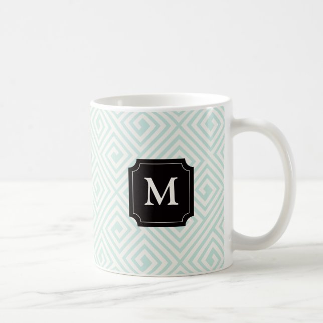 Stylish Modern Chic Greek Key Pattern Monogram Mug (Right)