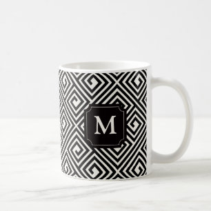 Stylish Modern Chic Greek Key Pattern Monogram Mug