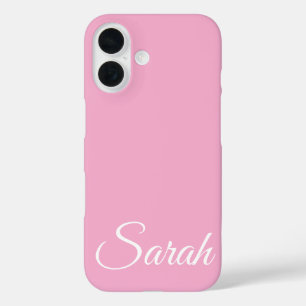 Stylish Modern Classic Customised Name light Pink iPhone 16 Case